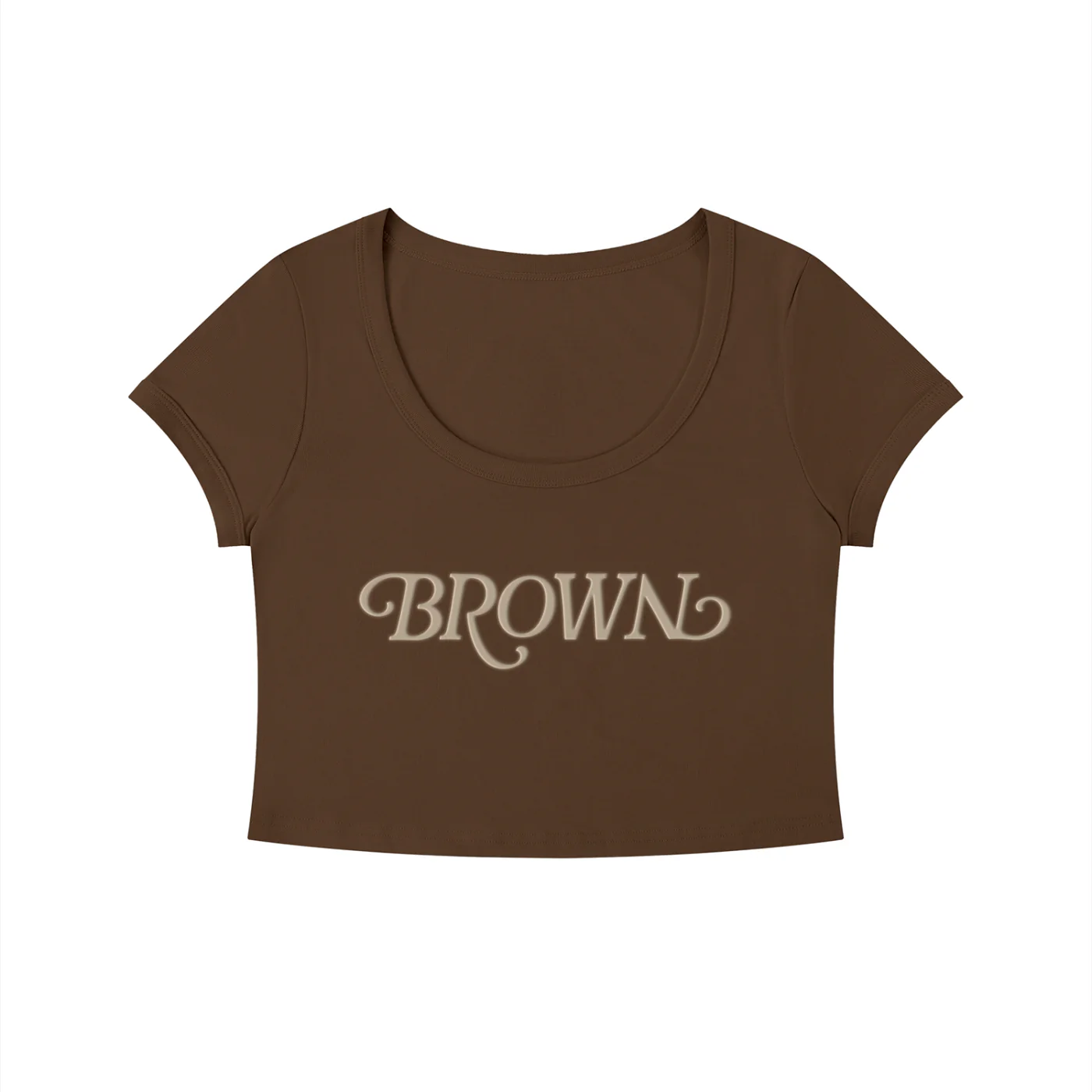 BROWN ALBUM Women's Solid Color Slim Crop T-Shirt