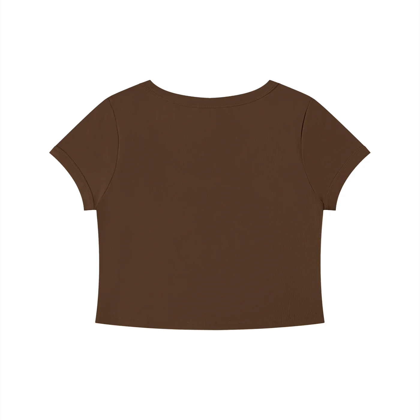 BROWN ALBUM Women's Solid Color Slim Crop T-Shirt - Image 2