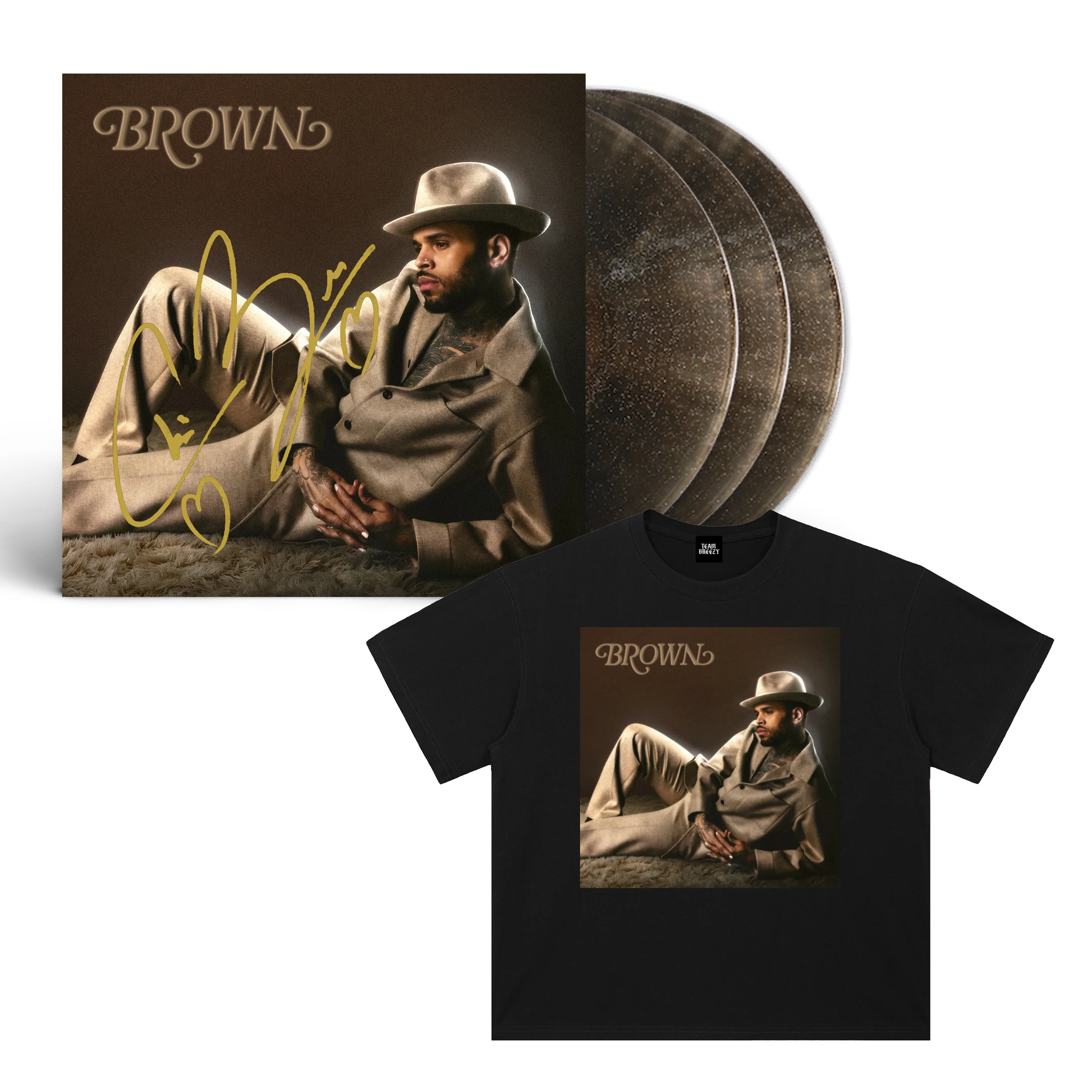 BROWN SIGNED VINYL  + T-SHIRT BUNDLE