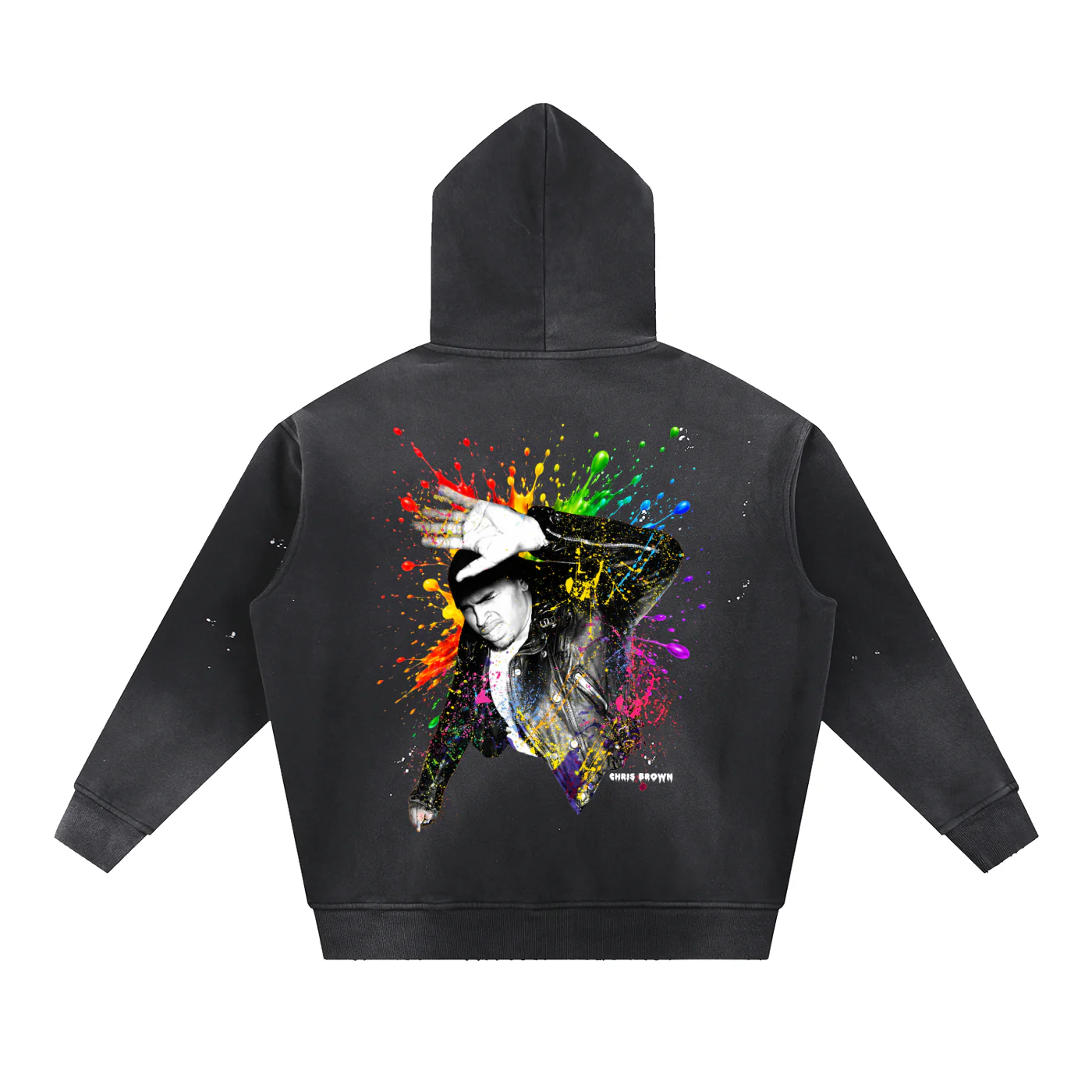 F.A.M.E. 15TH ANNIVERSARY SPLATTER WASHED FRAYED FLEECE HOODIE - Image 2