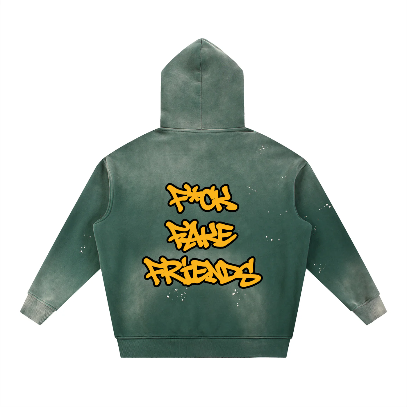 F*CK FAKE FRIENDS GREEN HOODIE - Image 2