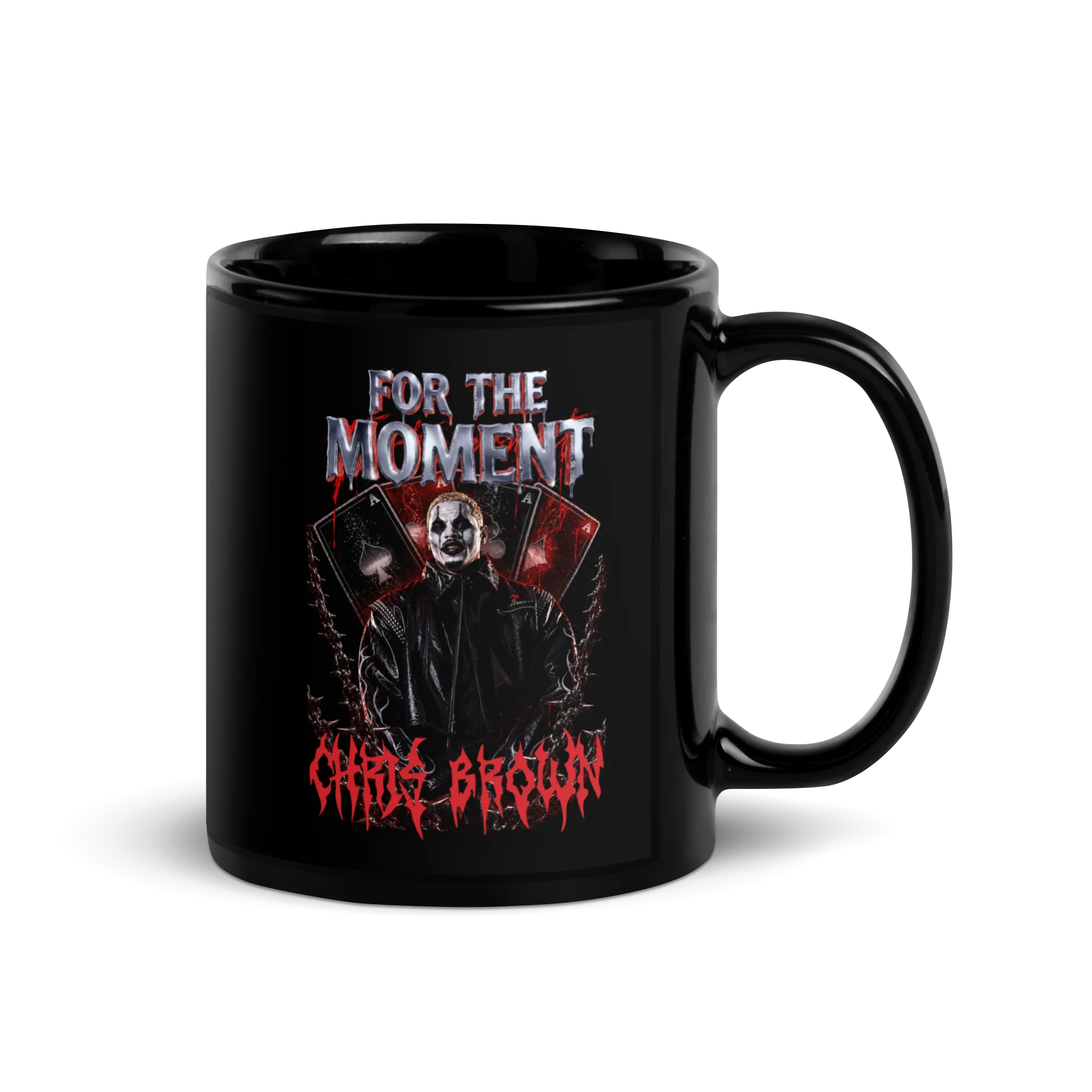 FOR THE MOMENT BIG HEAD Black Glossy Mug