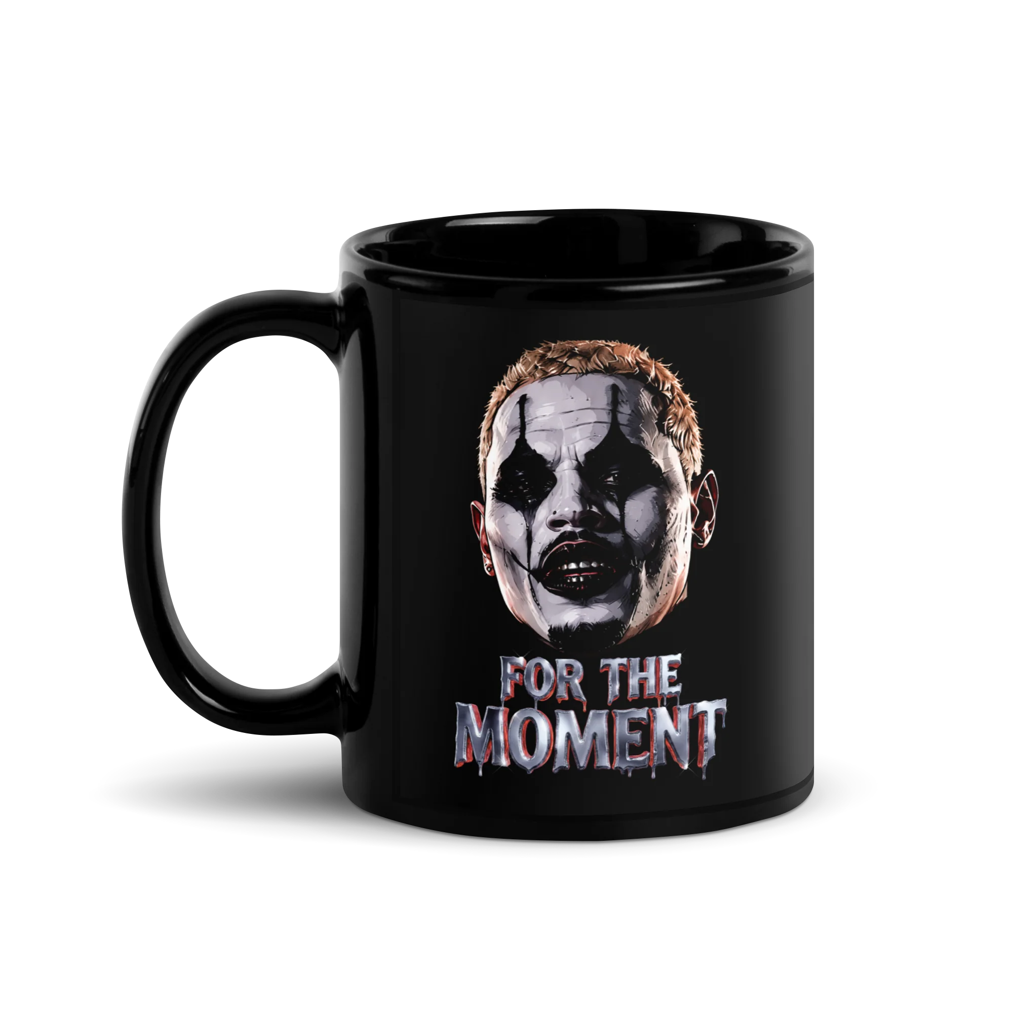 FOR THE MOMENT BIG HEAD Black Glossy Mug - Image 2