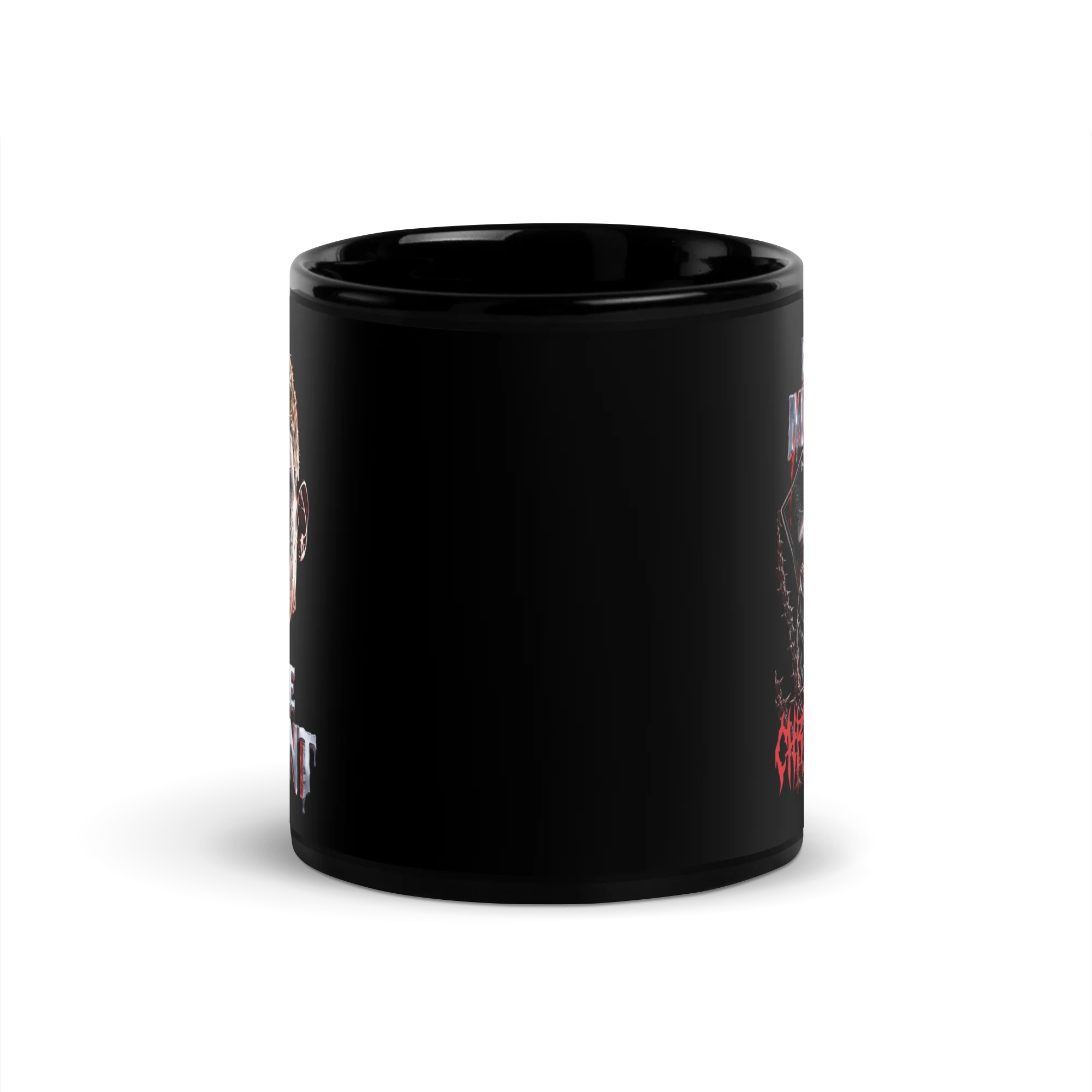 FOR THE MOMENT BIG HEAD Black Glossy Mug - Image 3